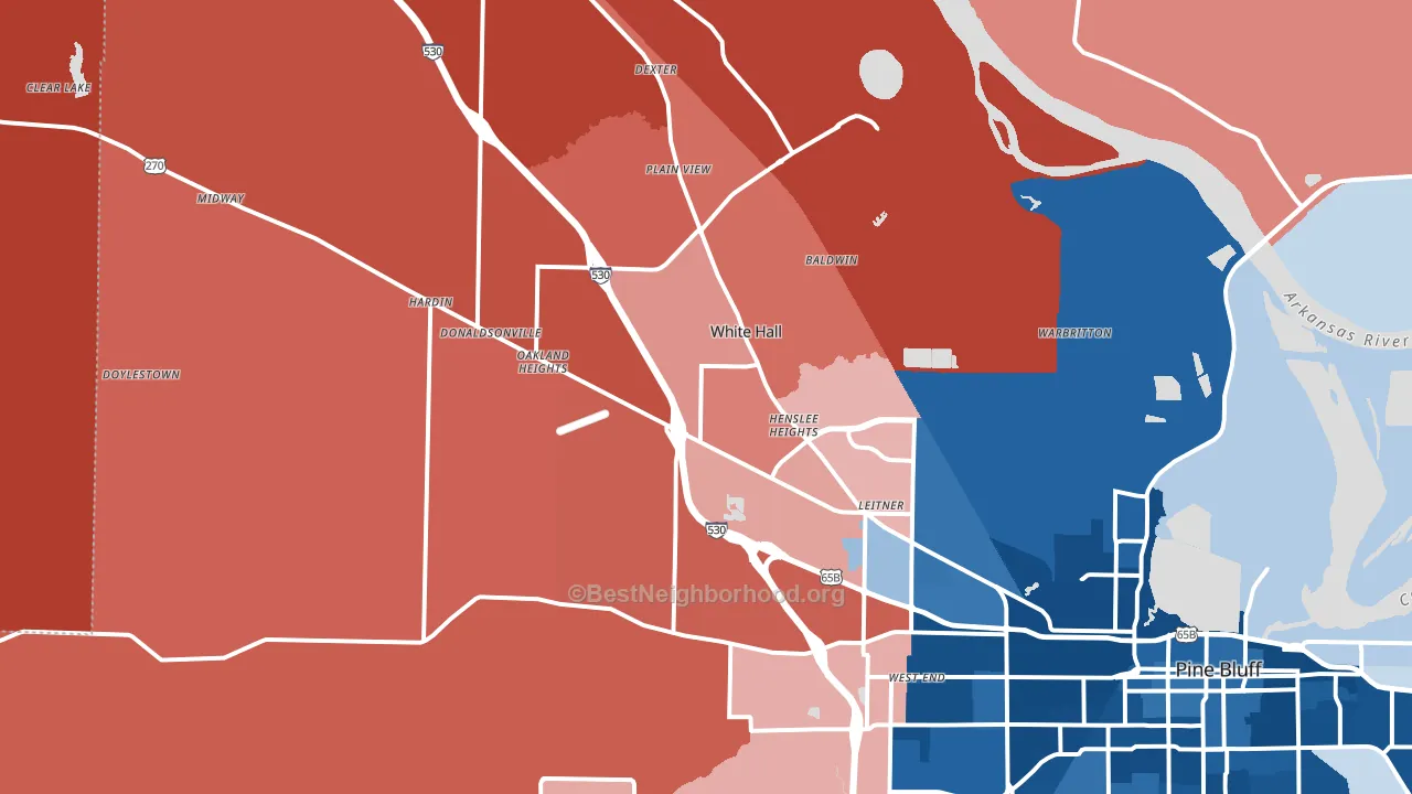 71602, AR block-group political-lean map