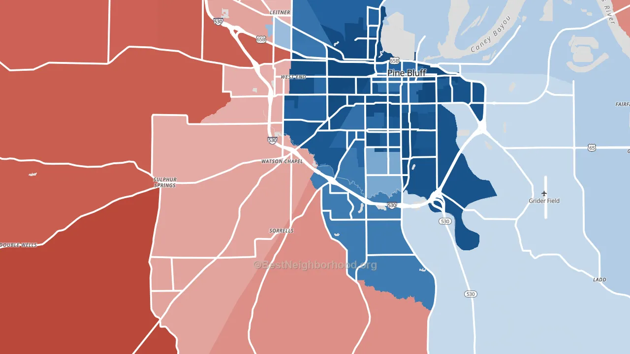 71603, AR block-group political-lean map