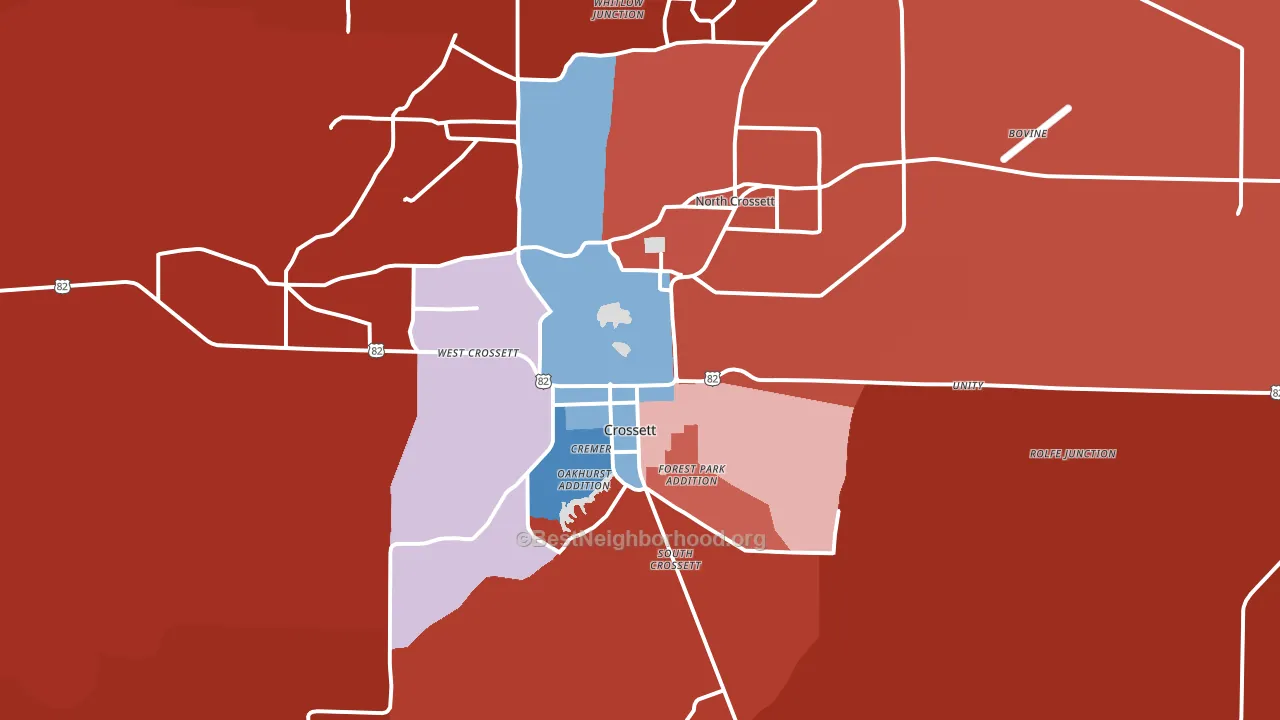71635, AR block-group political-lean map