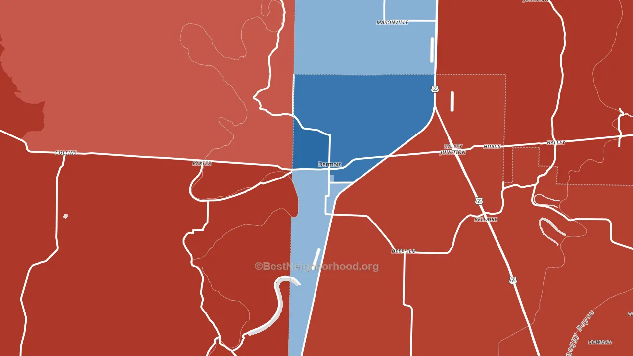 71638, AR block-group political-lean map