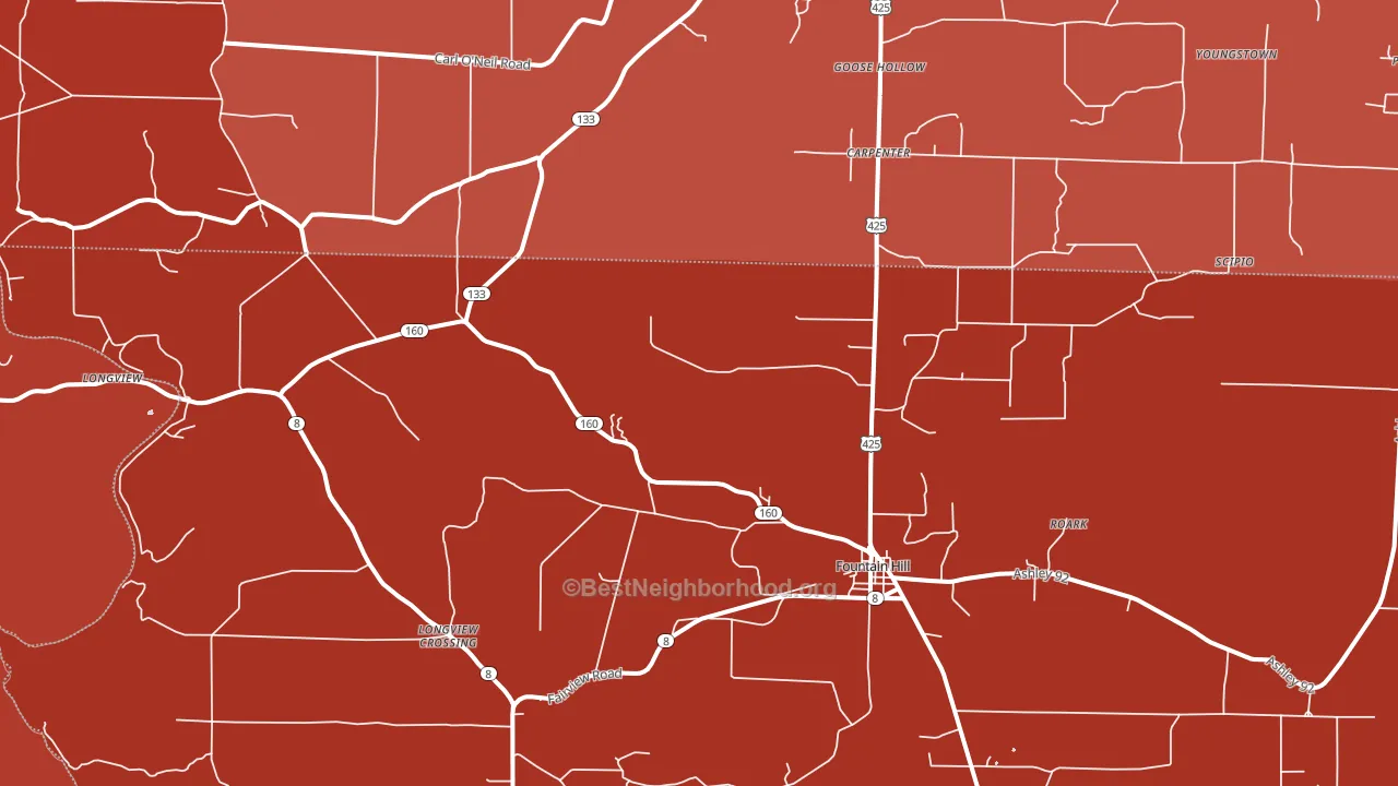 71642, AR block-group political-lean map