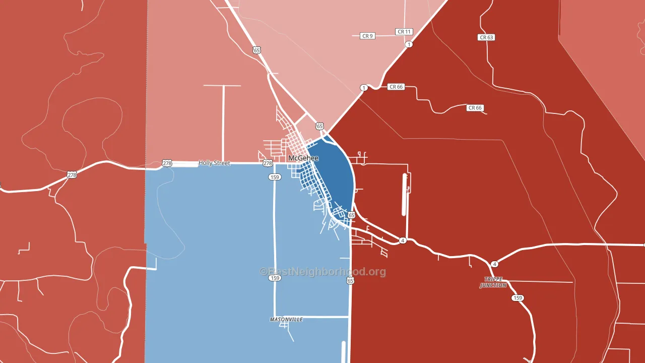 71654, AR block-group political-lean map