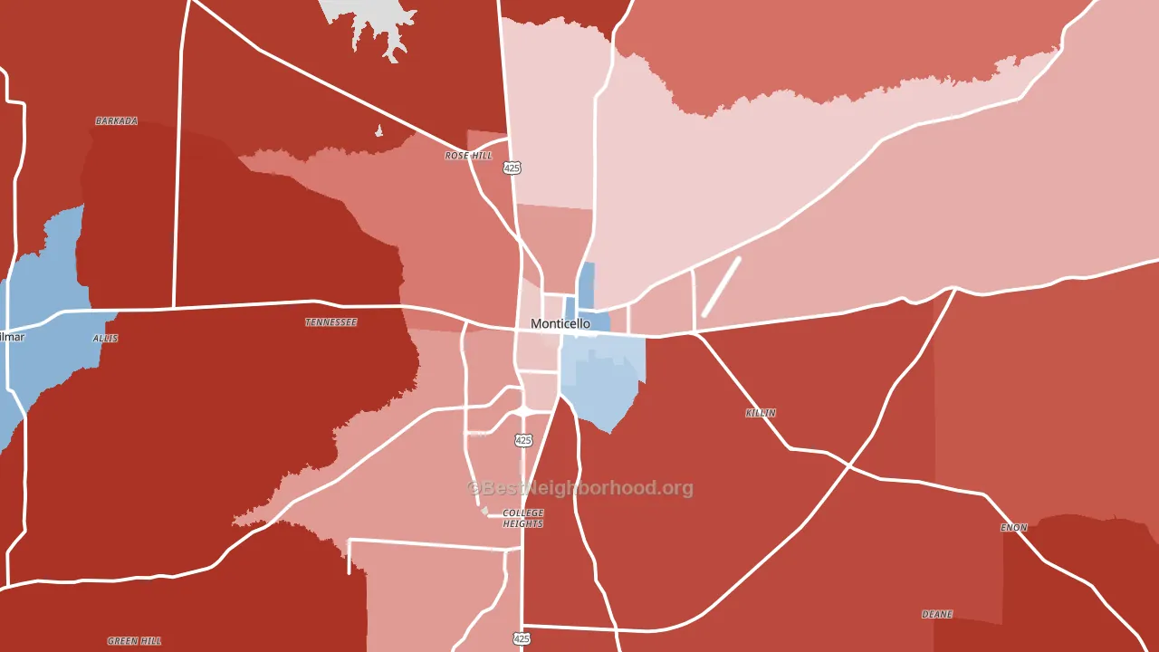 71655, AR block-group political-lean map