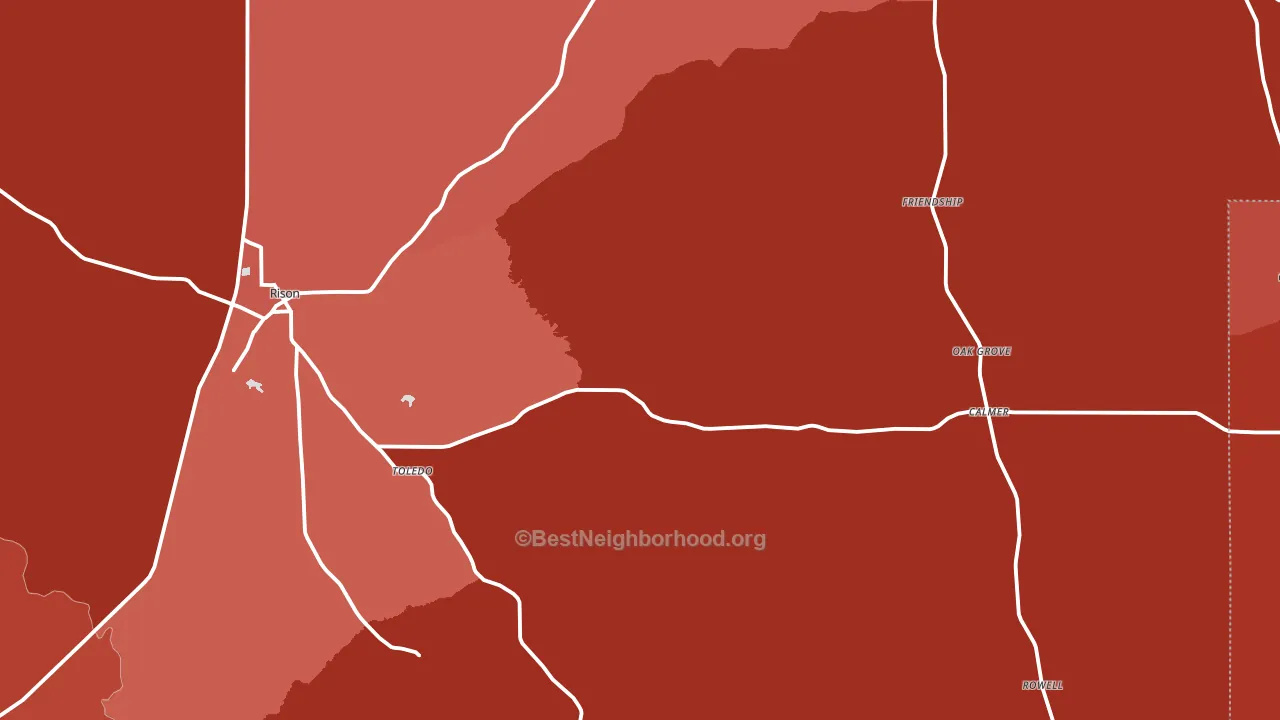 71665, AR block-group political-lean map