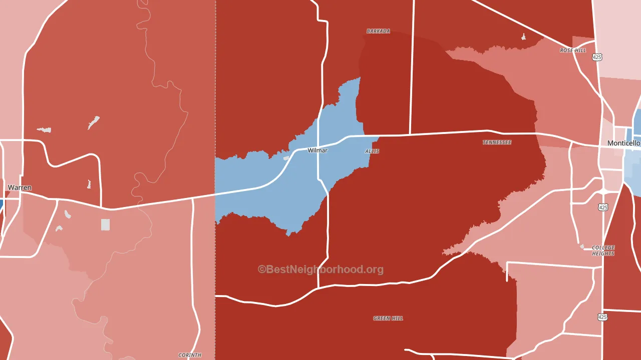 71675, AR block-group political-lean map