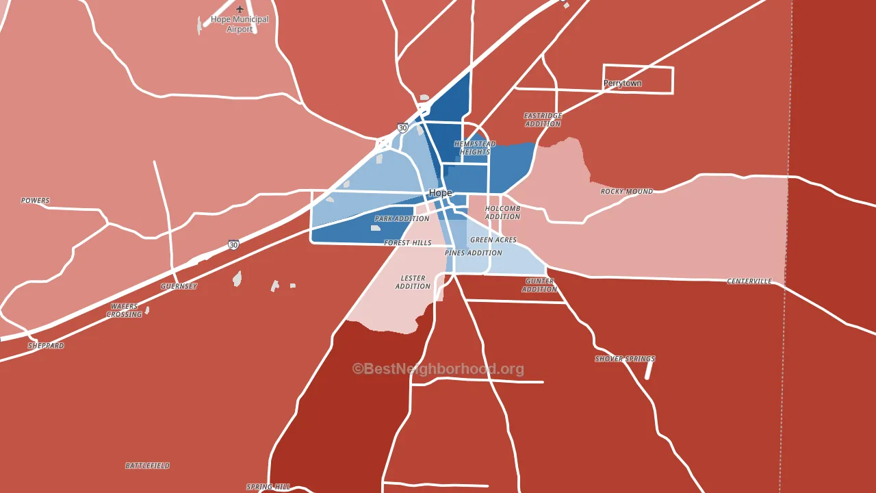 71801, AR block-group political-lean map