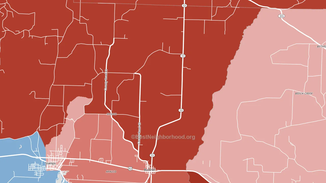 71827, AR block-group political-lean map