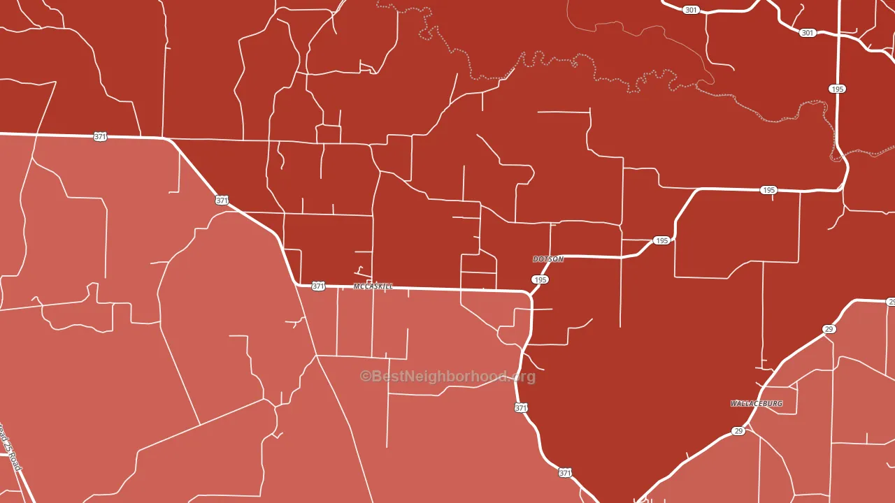 71847, AR block-group political-lean map