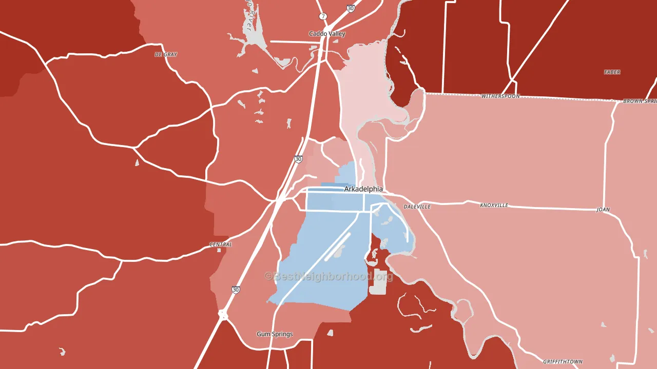 71923, AR block-group political-lean map