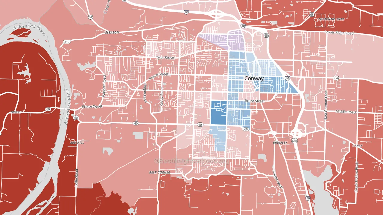 72034, AR block-group political-lean map