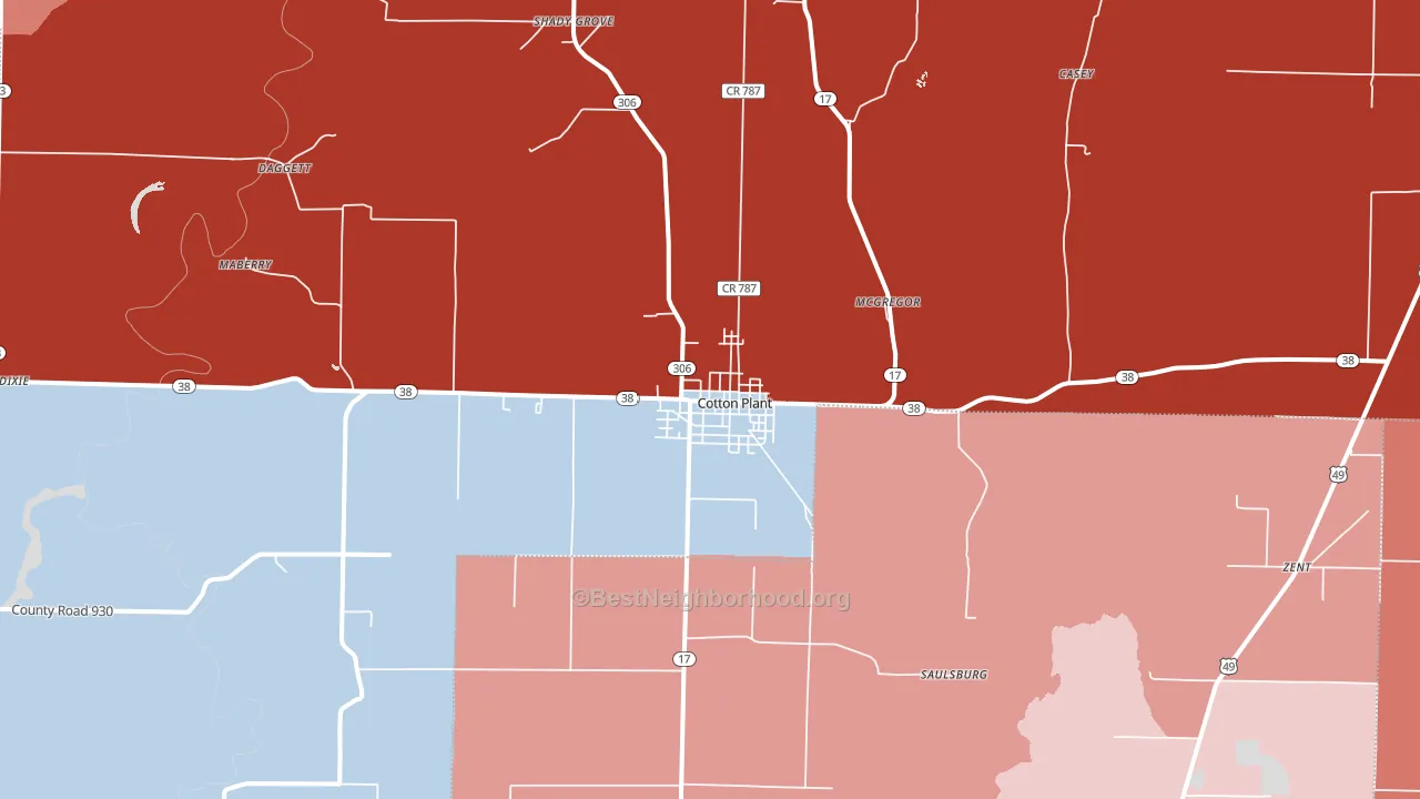 72036, AR block-group political-lean map
