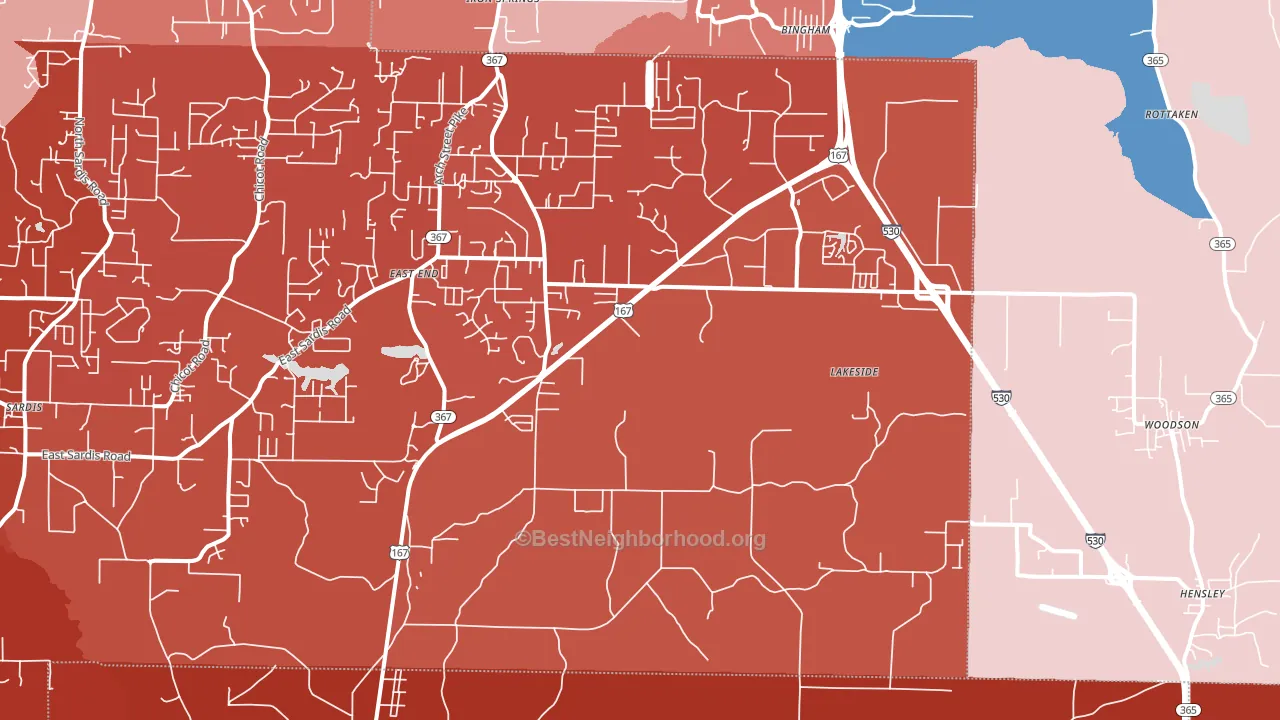 72065, AR block-group political-lean map