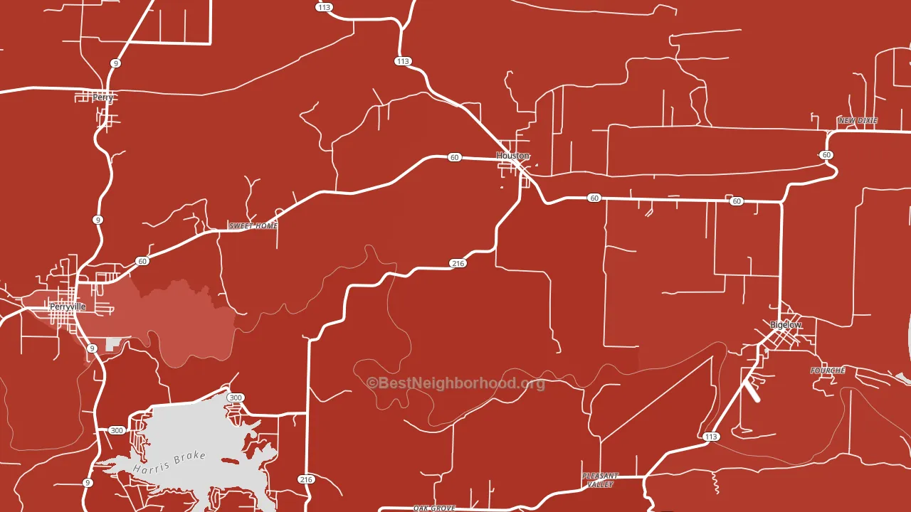 72070, AR block-group political-lean map
