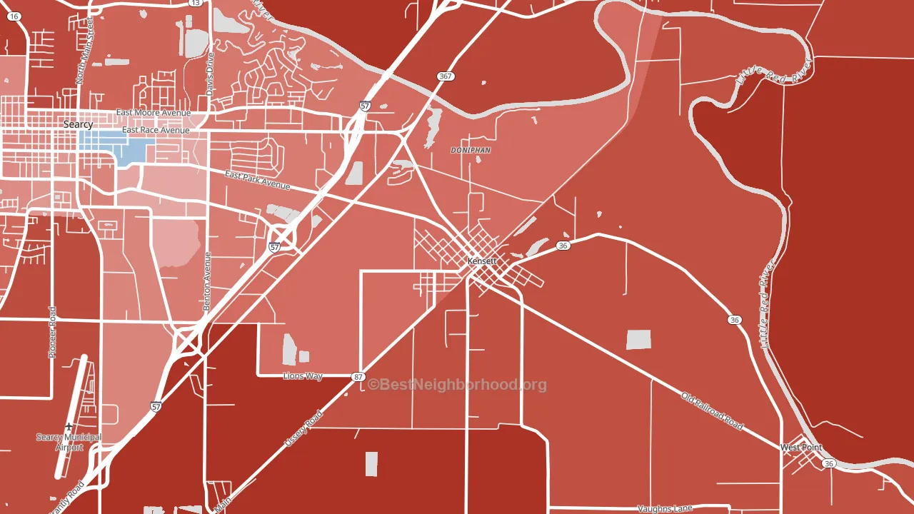 72082, AR block-group political-lean map