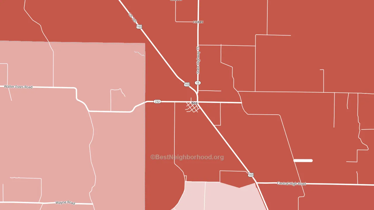 72083, AR block-group political-lean map