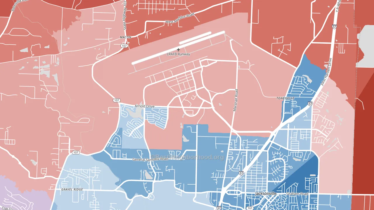 72099, AR block-group political-lean map