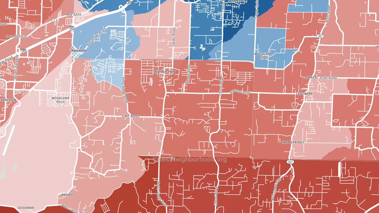 72103, AR block-group political-lean map