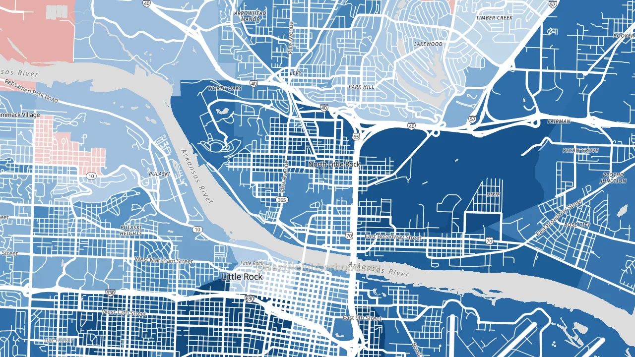 72114, AR block-group political-lean map