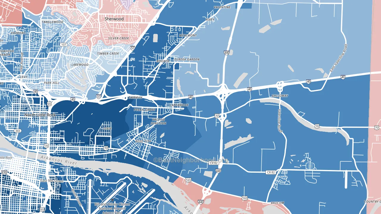 72117, AR block-group political-lean map