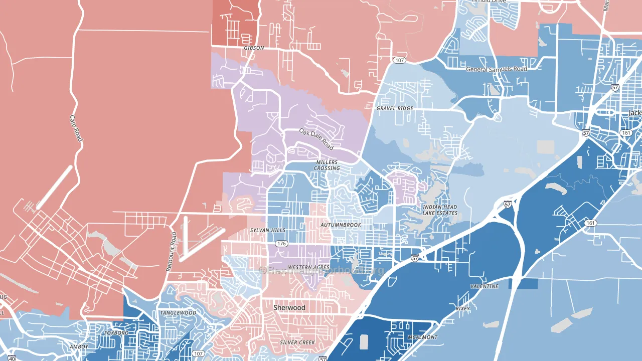 72120, AR block-group political-lean map
