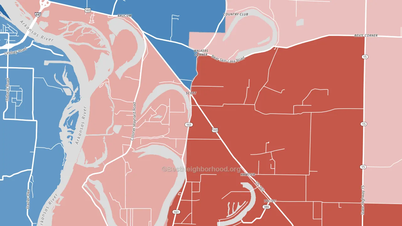 72142, AR block-group political-lean map