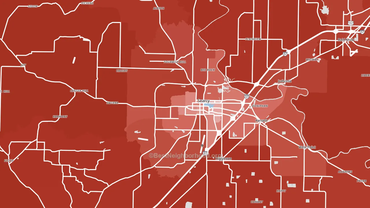 72143, AR block-group political-lean map