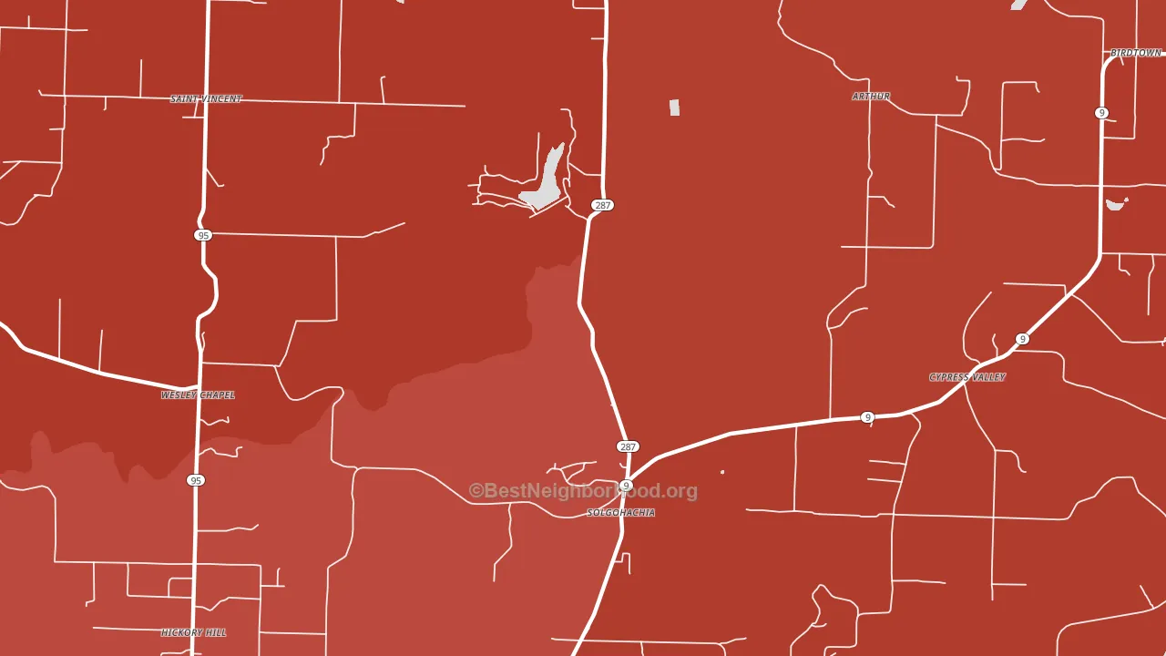 72156, AR block-group political-lean map