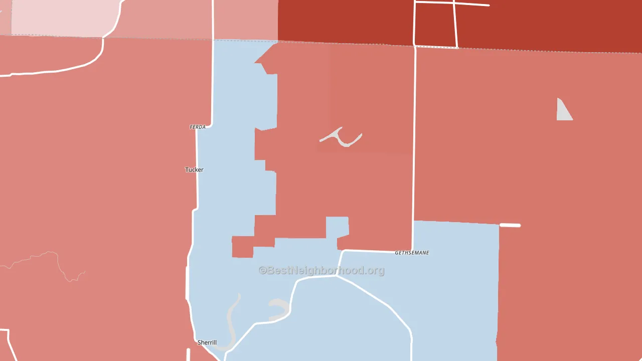 72168, AR block-group political-lean map