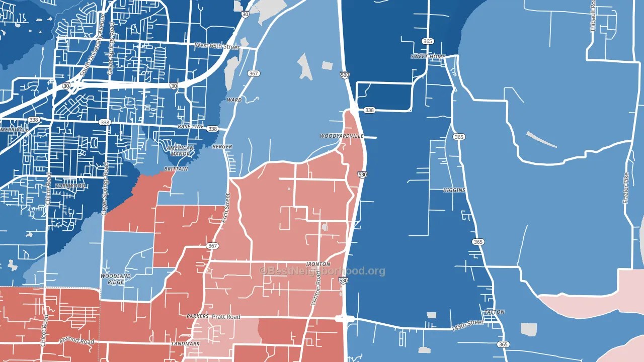 72206, AR block-group political-lean map