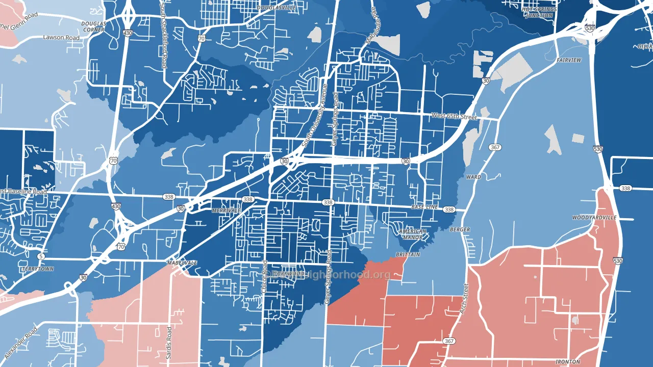 72209, AR block-group political-lean map