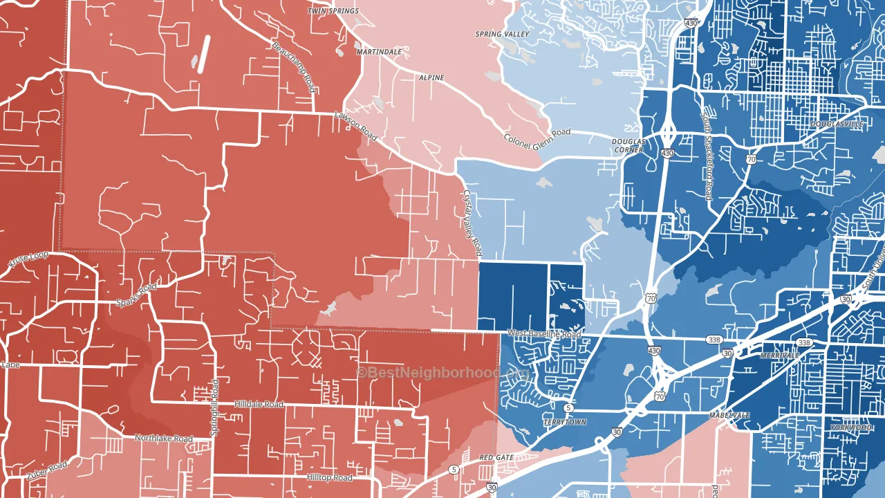 72210, AR block-group political-lean map