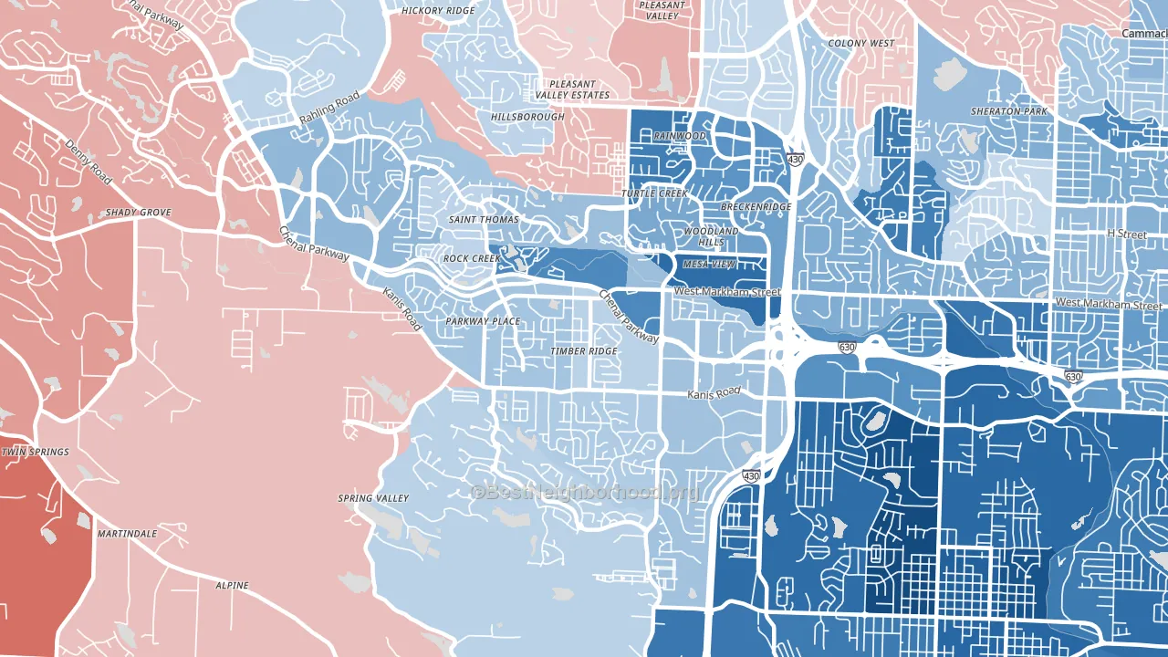 72211, AR block-group political-lean map