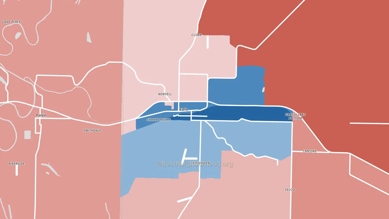 72331, AR block-group political-lean map