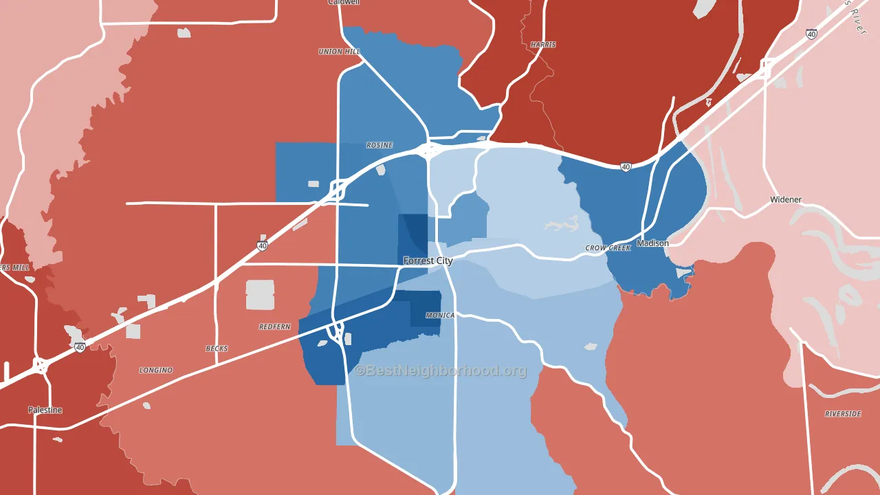 72335, AR block-group political-lean map