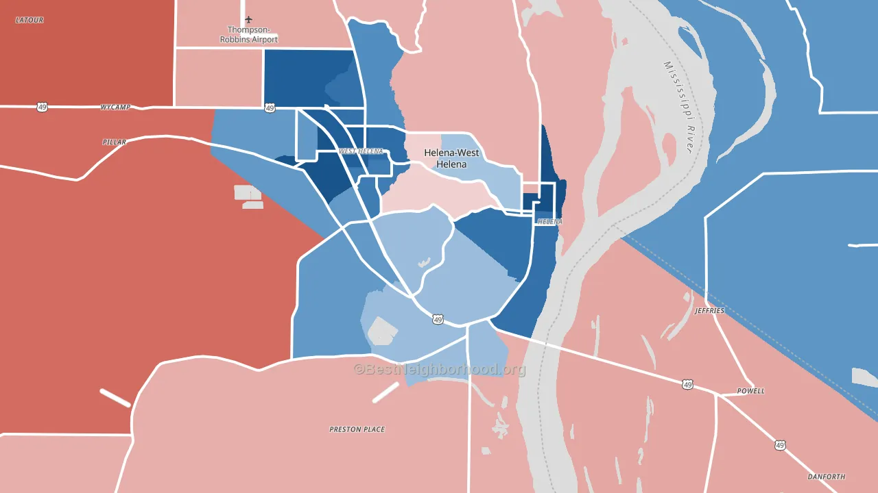 72342, AR block-group political-lean map