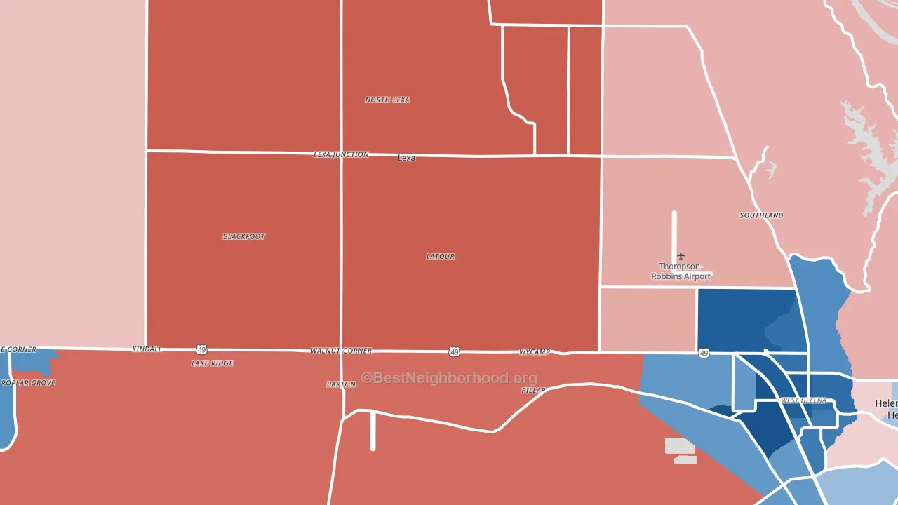 72355, AR block-group political-lean map