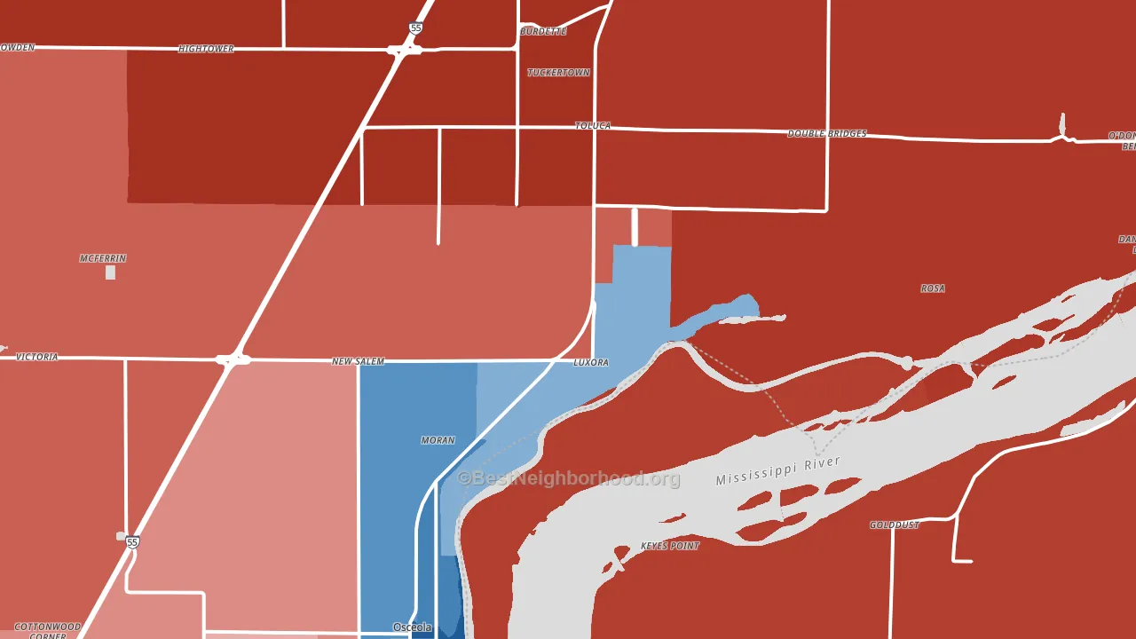 72358, AR block-group political-lean map
