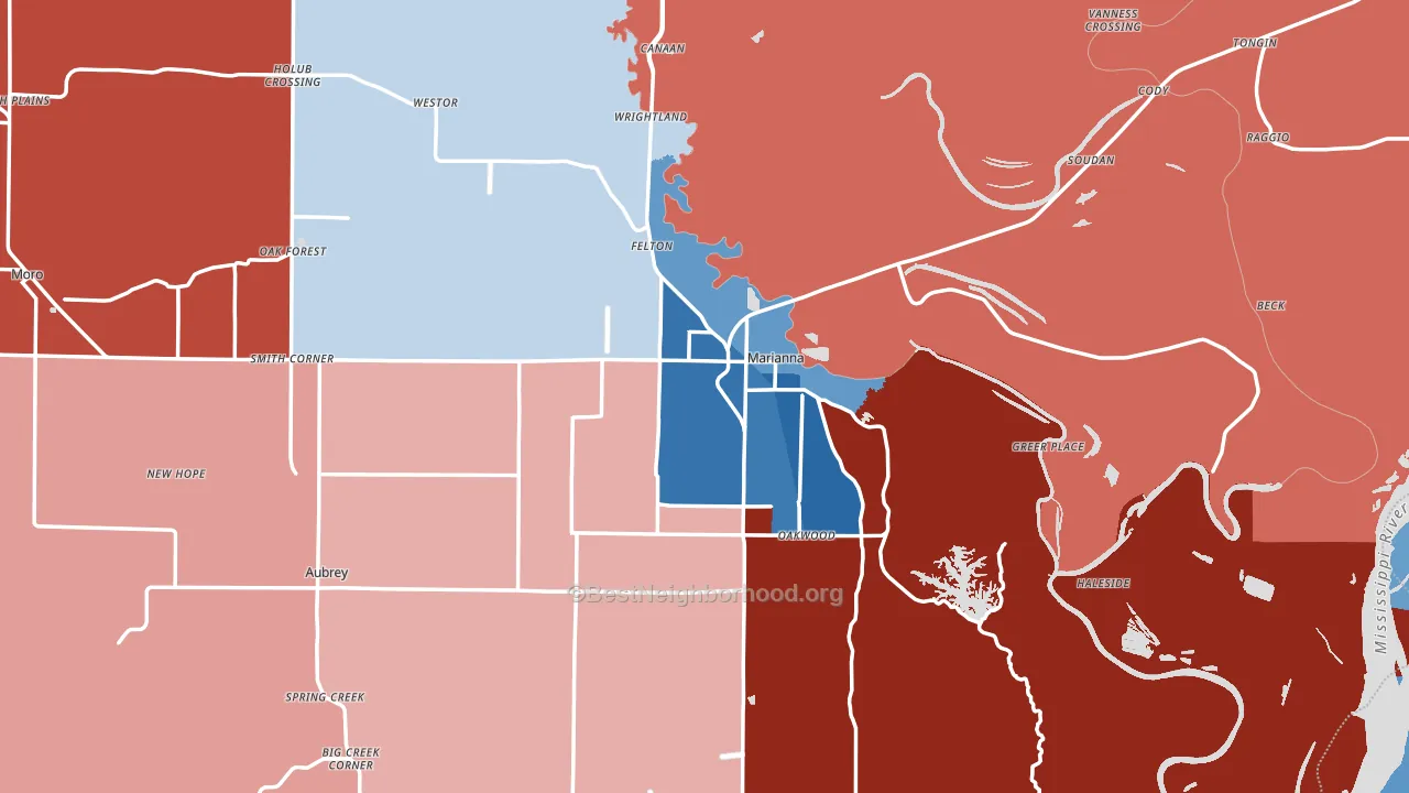 72360, AR block-group political-lean map