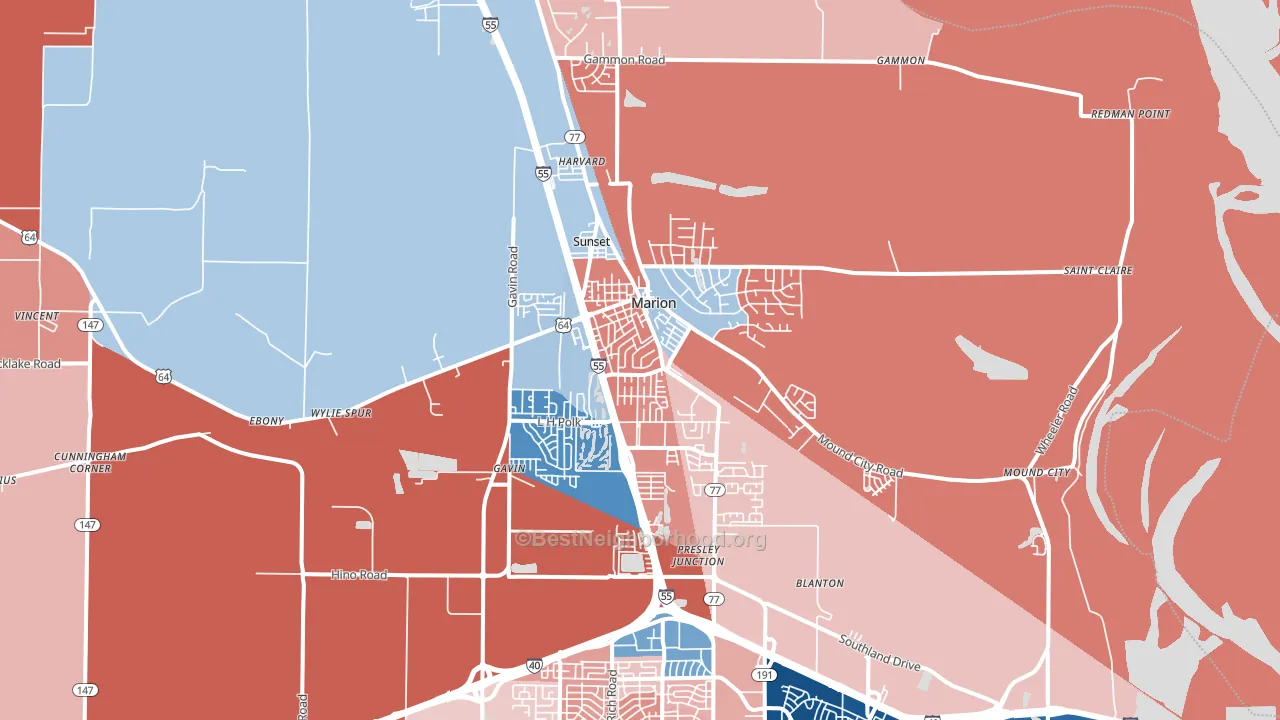 72364, AR block-group political-lean map
