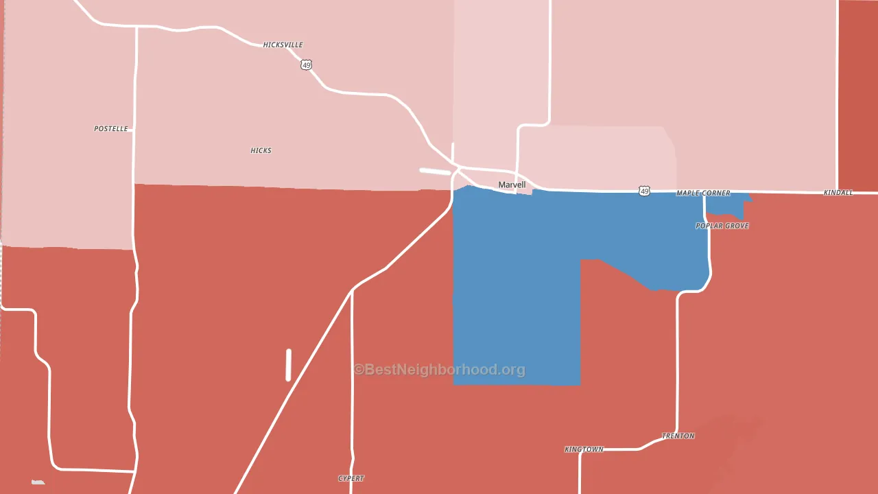 72366, AR block-group political-lean map
