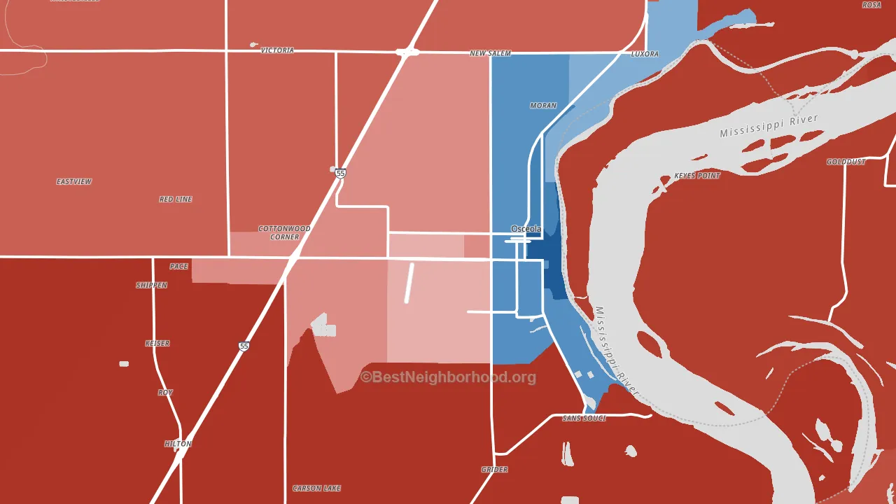 72370, AR block-group political-lean map