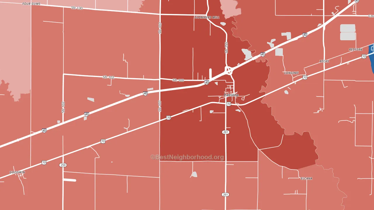 72372, AR block-group political-lean map