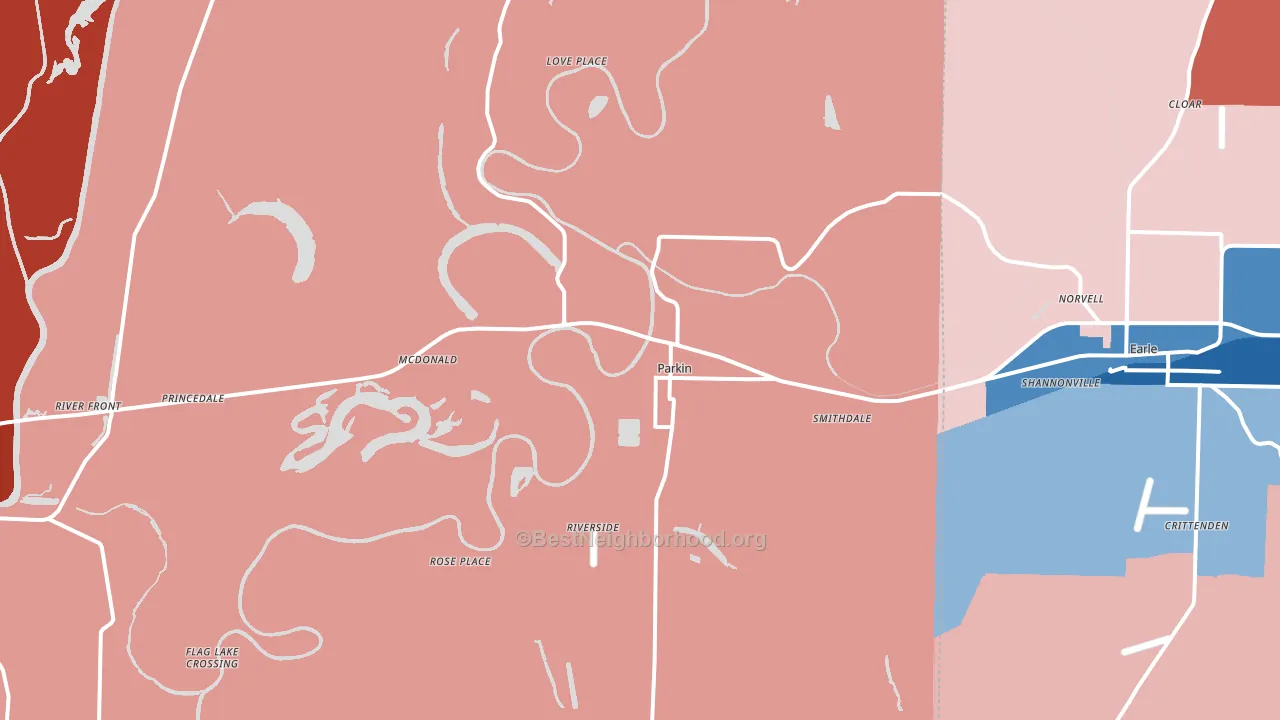 72373, AR block-group political-lean map