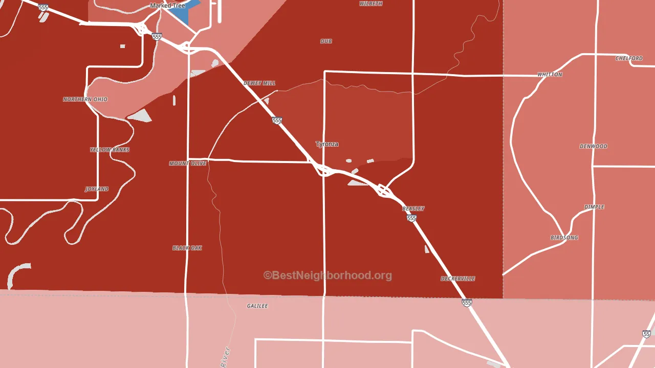 72386, AR block-group political-lean map