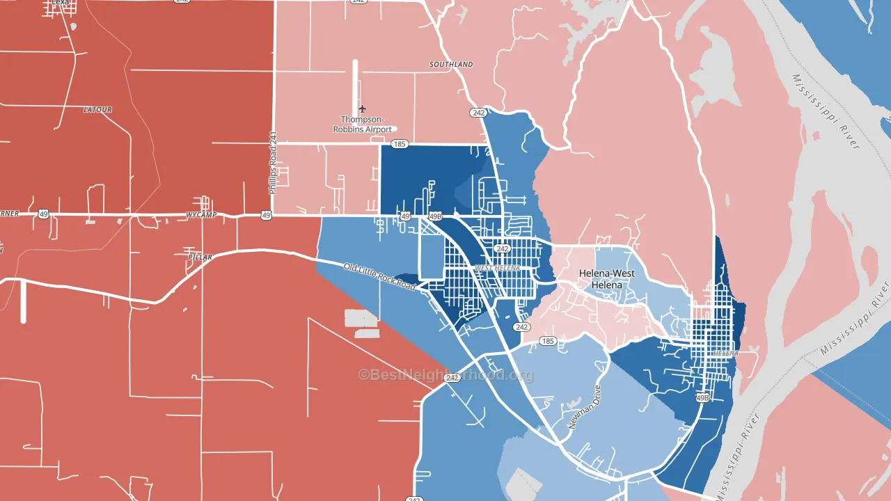 72390, AR block-group political-lean map