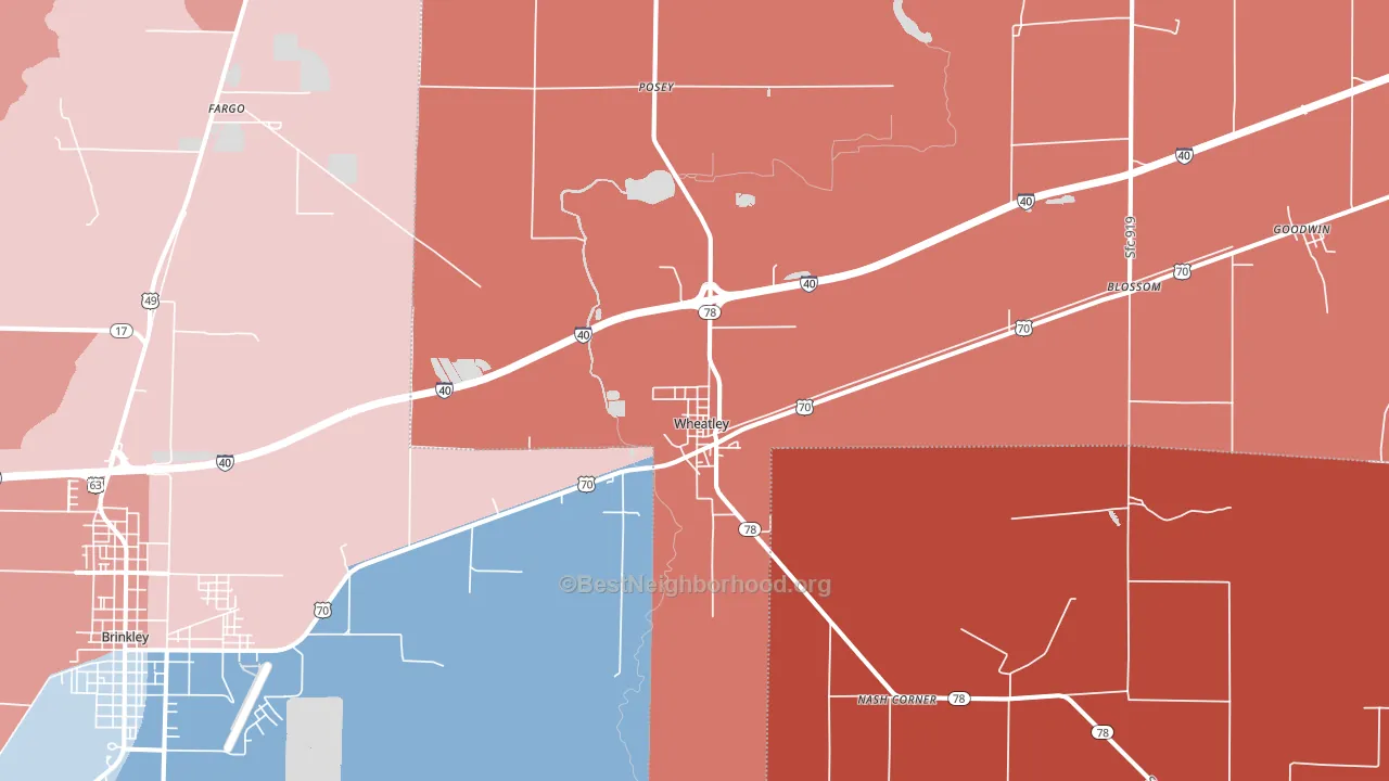 72392, AR block-group political-lean map