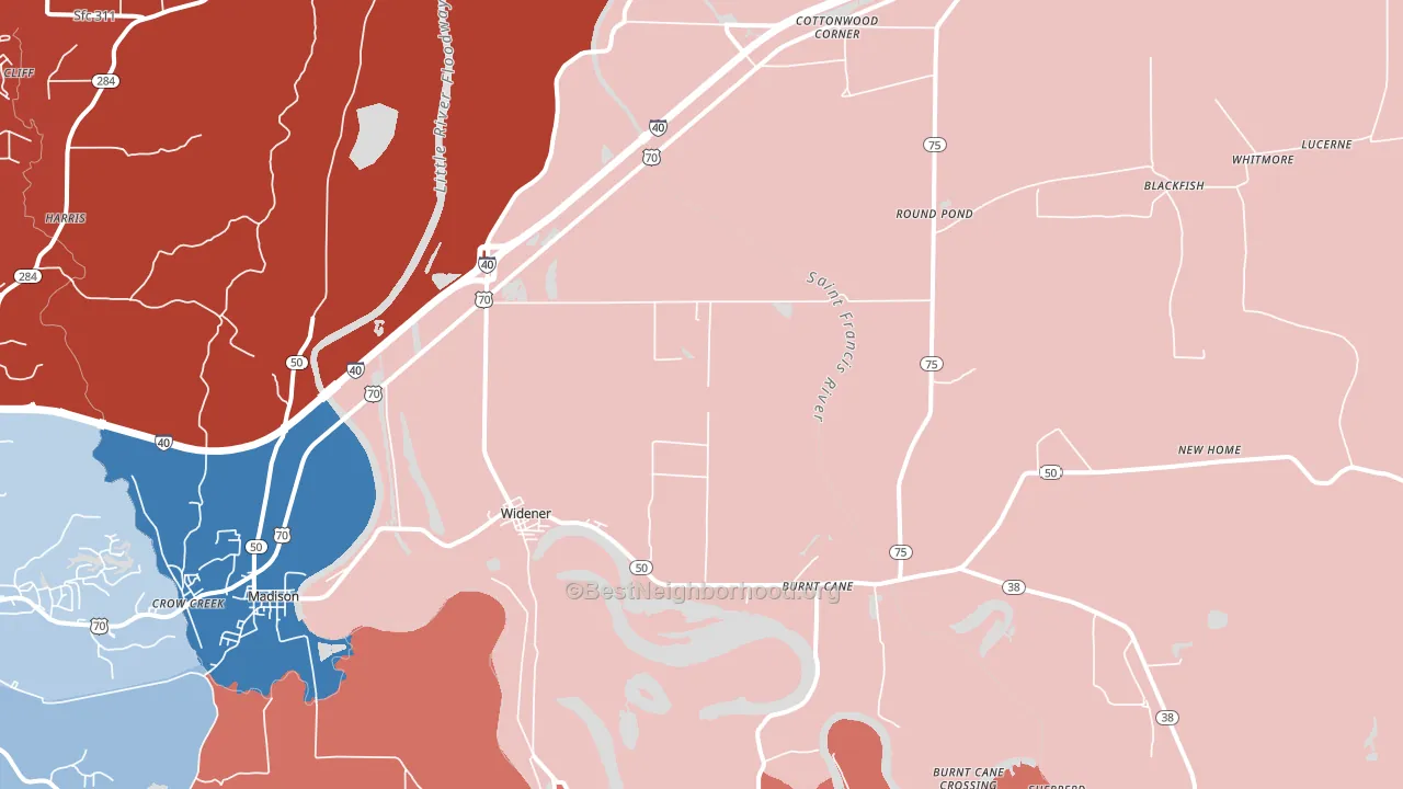 72394, AR block-group political-lean map