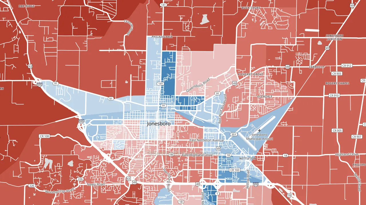 72401, AR block-group political-lean map