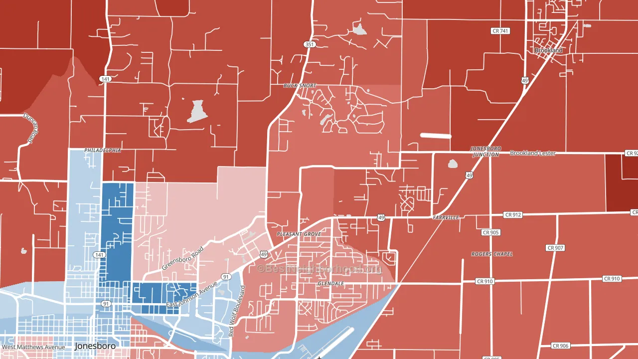 72405, AR block-group political-lean map