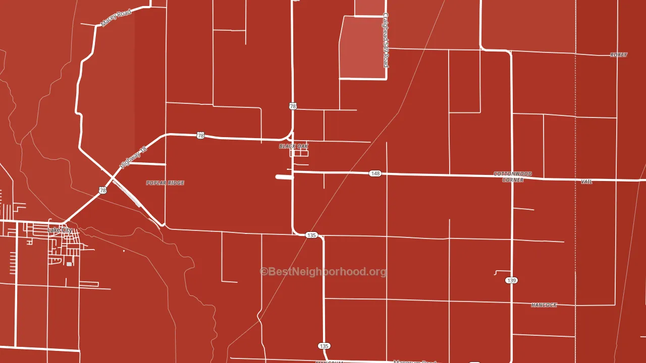 72414, AR block-group political-lean map